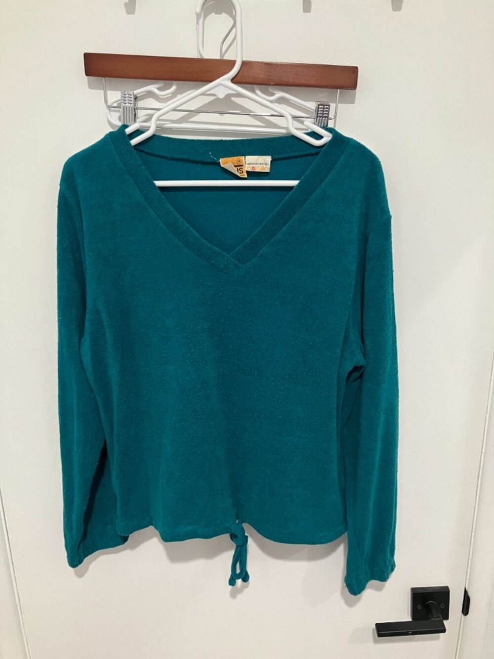 VTG Vans Women's 1980's Terry Cloth V-Neck Sweater, Teal, Size Medium, SKATER
